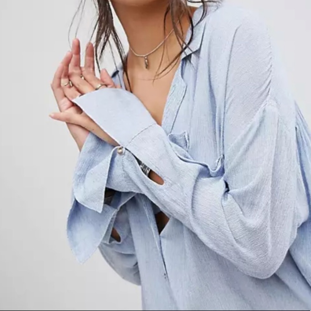 Free People Magic Breeze Blue Stripe Sz M